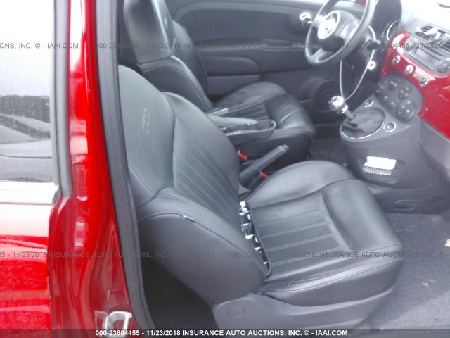 3C3CFFCR0FT513726 - 2015 FIAT 500 LOUNGE RED photo 5
