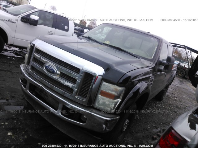 1FTWW31R28EA06808 - 2008 FORD F350 SRW SUPER DUTY BLACK photo 2