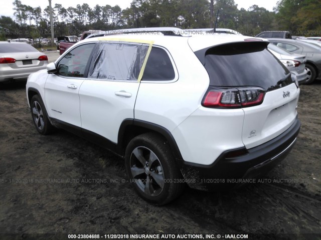 1C4PJLDB1KD185129 - 2019 JEEP CHEROKEE LIMITED WHITE photo 3