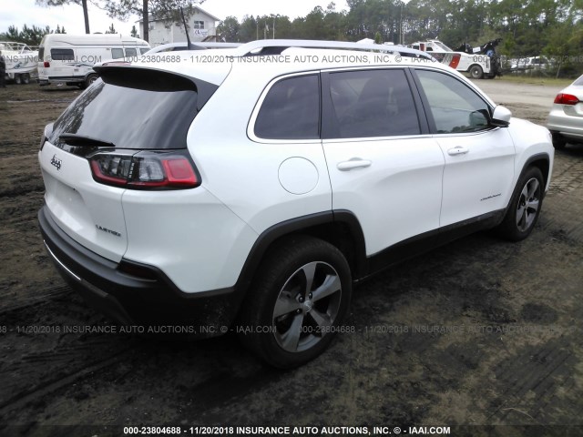 1C4PJLDB1KD185129 - 2019 JEEP CHEROKEE LIMITED WHITE photo 4