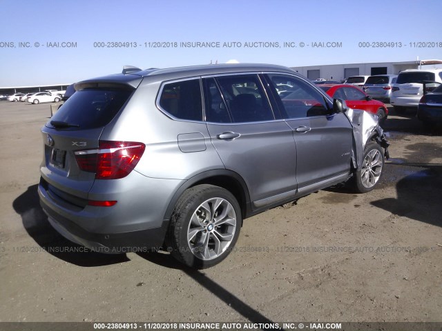 5UXWX9C53G0D70050 - 2016 BMW X3 XDRIVE28I GRAY photo 4