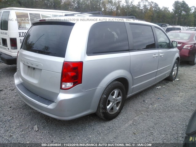 2C4RDGCG0CR114488 - 2012 DODGE GRAND CARAVAN SXT SILVER photo 4