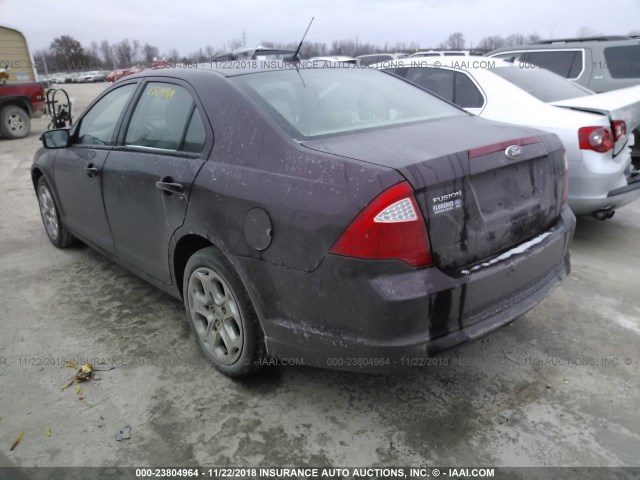 3FAHP0GA5CR391086 - 2012 FORD FUSION S MAROON photo 3