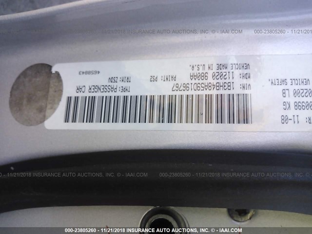 1B3HB48A59D196767 - 2009 DODGE CALIBER SXT SILVER photo 9