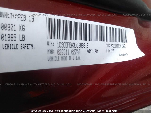 1C3CDFBA3DD288612 - 2013 DODGE DART SXT RED photo 9