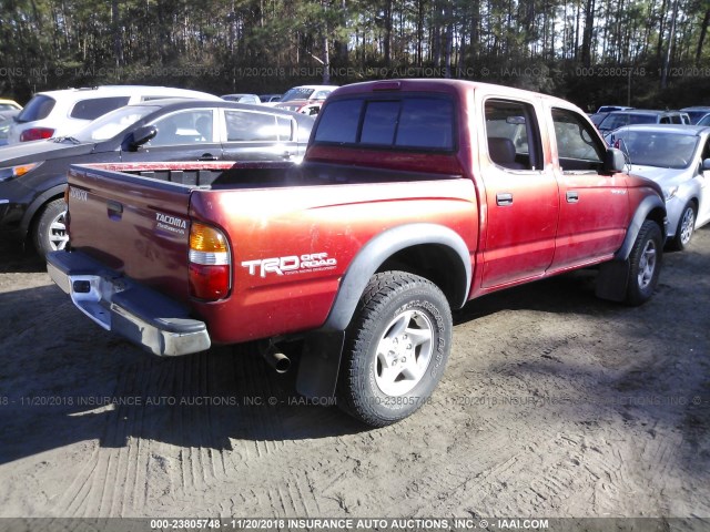 5TEGN92N74Z356710 - 2004 TOYOTA TACOMA DOUBLE CAB PRERUNNER RED photo 4