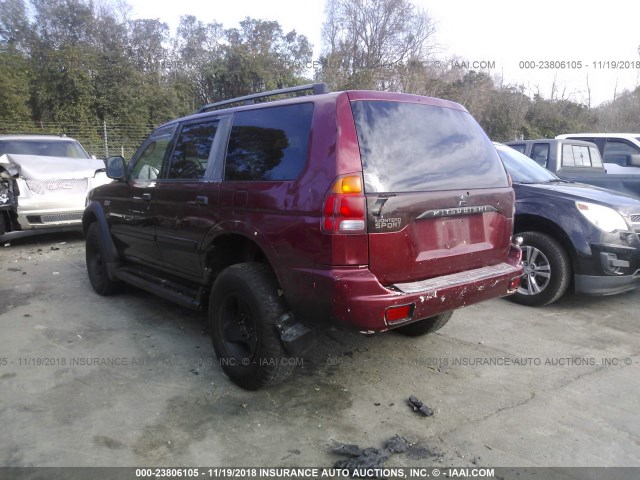 JA4LS21H11P050044 - 2001 MITSUBISHI MONTERO SPORT ES/SPORT LS MAROON photo 3