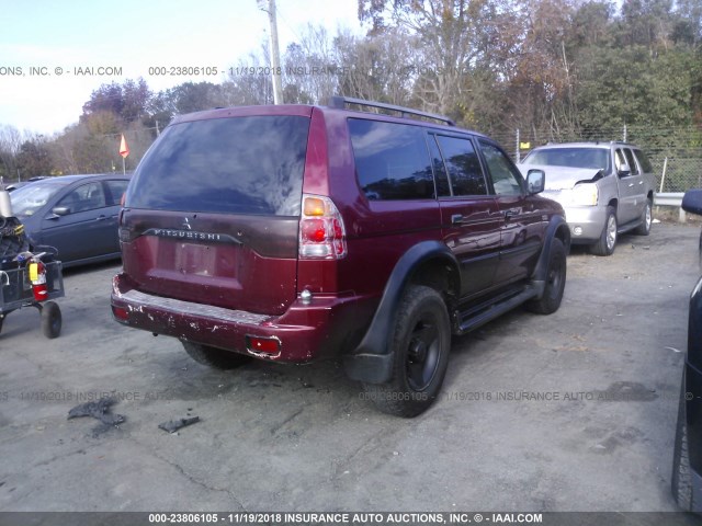 JA4LS21H11P050044 - 2001 MITSUBISHI MONTERO SPORT ES/SPORT LS MAROON photo 4