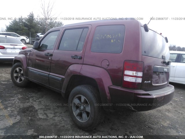 1J8GN28K08W106726 - 2008 JEEP LIBERTY SPORT RED photo 3