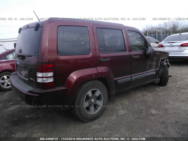 1J8GN28K08W106726 - 2008 JEEP LIBERTY SPORT RED photo 4