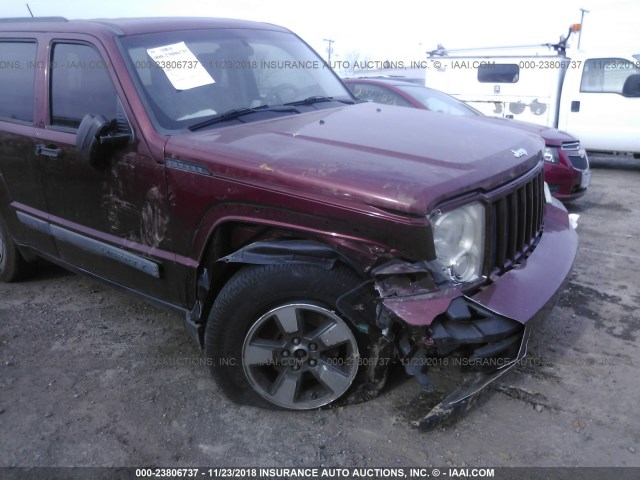 1J8GN28K08W106726 - 2008 JEEP LIBERTY SPORT RED photo 6