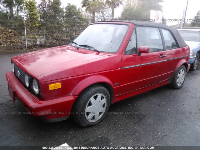 WVWCA0154KK001258 - 1989 VOLKSWAGEN CABRIOLET RED photo 2