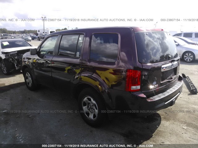 5FNYF4H21EB016537 - 2014 HONDA PILOT LX BURGUNDY photo 3