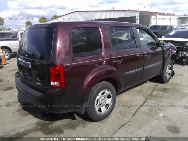 5FNYF4H21EB016537 - 2014 HONDA PILOT LX BURGUNDY photo 4