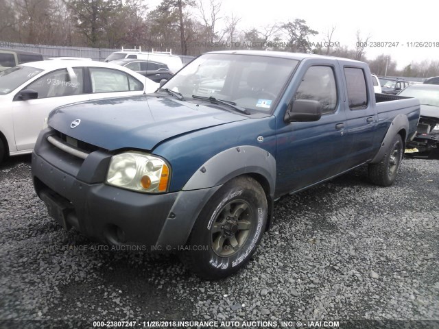 1N6ED29YX2C348661 - 2002 NISSAN FRONTIER CREW CAB XE/CREW CAB SE BLUE photo 2