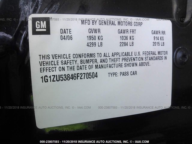 1G1ZU53846F270504 - 2006 CHEVROLET MALIBU LTZ 蓝色 照片 9