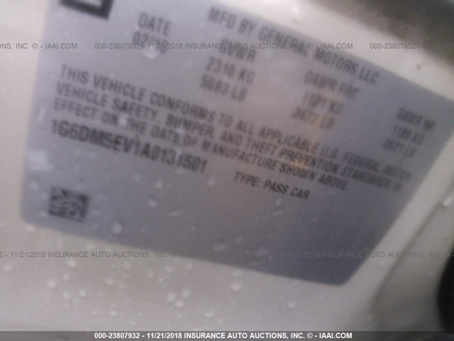 1G6DM5EV1A0131501 - 2010 CADILLAC CTS PERFORMANCE COLLECTION Бежевый фото 9