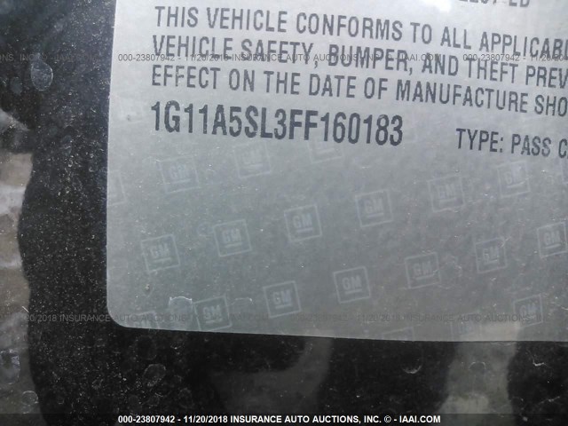1G11A5SL3FF160183 - 2015 CHEVROLET MALIBU LS 黑色 照片 9