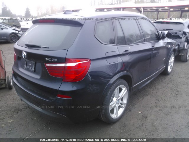 5UXWX9C55E0D23700 - 2014 BMW X3 XDRIVE28I Dark Blue photo 4