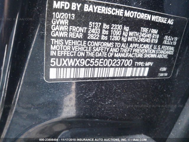 5UXWX9C55E0D23700 - 2014 BMW X3 XDRIVE28I Dark Blue photo 9