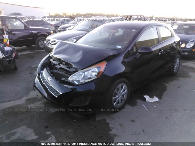 KNADN5A33E6340091 - 2014 KIA RIO EX BLACK photo 2