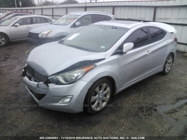 KMHDH4AE6DU559252 - 2013 HYUNDAI ELANTRA GLS/LIMITED SILVER photo 2