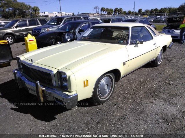 1D37U7B435406 - 1977 CHEVROLET MALIBU CLASSIC  YELLOW photo 2