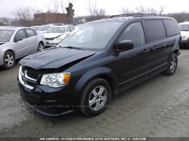 2C4RDGCG0DR592086 - 2013 DODGE GRAND CARAVAN SXT BLACK photo 2