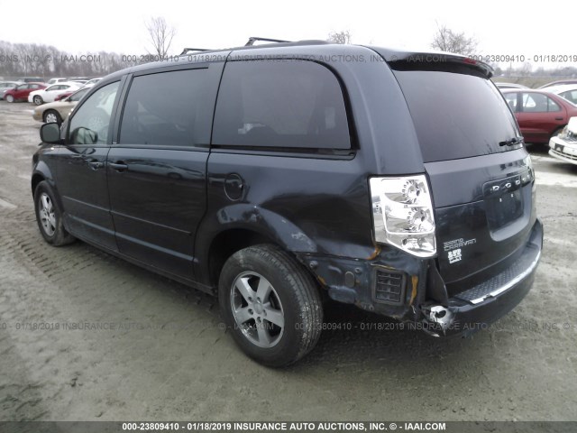 2C4RDGCG0DR592086 - 2013 DODGE GRAND CARAVAN SXT BLACK photo 3