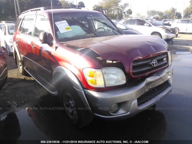 5TDZT34A52S082164 - 2002 TOYOTA SEQUOIA SR5 RED photo 1