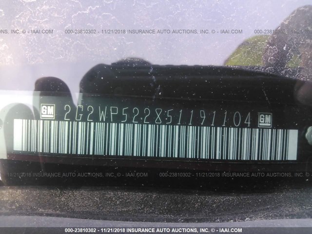 2G2WP522851191104 - 2005 PONTIAC GRAND PRIX RED photo 9