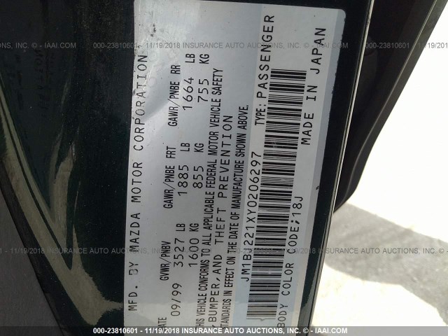 JM1BJ221XY0206297 - 2000 MAZDA PROTEGE ES 绿色 照片 9