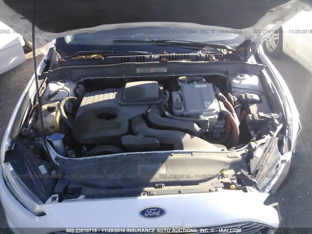 3FA6P0LU0FR186559 - 2015 FORD FUSION SE HYBRID WHITE photo 10