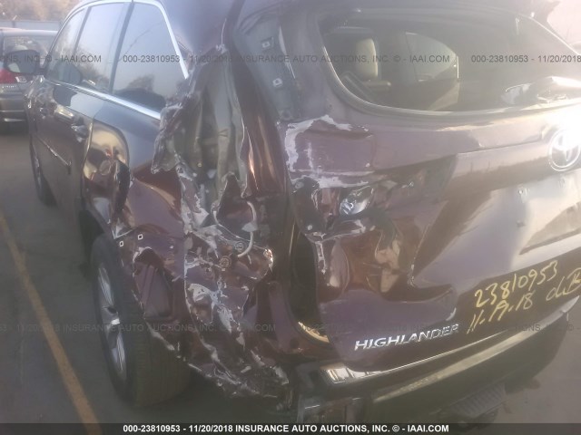 5TDZKRFH9FS114202 - 2015 TOYOTA HIGHLANDER LE/LE PLUS BURGUNDY photo 6