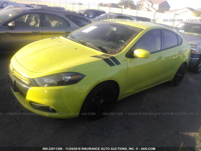 1C3CDFBA7DD155903 - 2013 DODGE DART SXT YELLOW photo 2