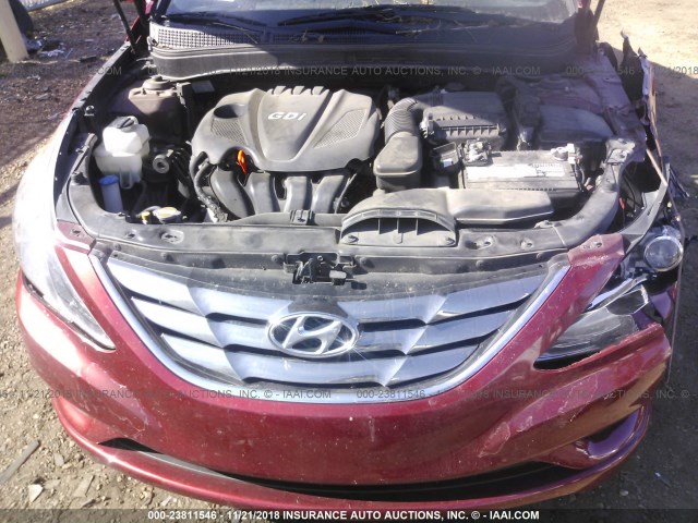 5NPEC4AC1DH543332 - 2013 HYUNDAI SONATA SE/LIMITED MAROON photo 10