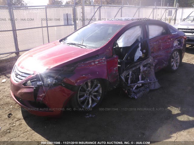 5NPEC4AC1DH543332 - 2013 HYUNDAI SONATA SE/LIMITED MAROON photo 2