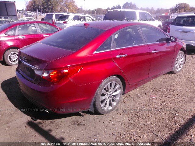 5NPEC4AC1DH543332 - 2013 HYUNDAI SONATA SE/LIMITED MAROON photo 4