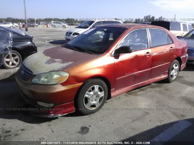 1NXBR32E23Z052442 - 2003 TOYOTA COROLLA CE/LE/S RED photo 2