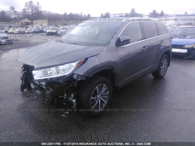 5TDJZRFH3JS549220 - 2018 TOYOTA HIGHLANDER SE/XLE GRAY photo 2