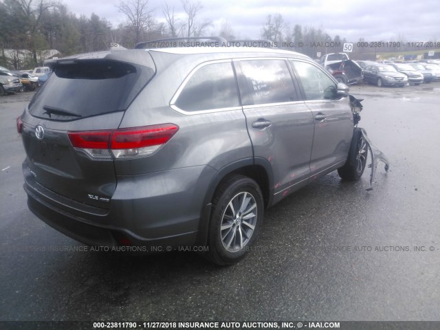 5TDJZRFH3JS549220 - 2018 TOYOTA HIGHLANDER SE/XLE GRAY photo 4