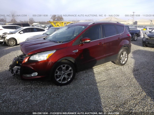 1FMCU0JX9EUC83538 - 2014 FORD ESCAPE TITANIUM RED photo 2