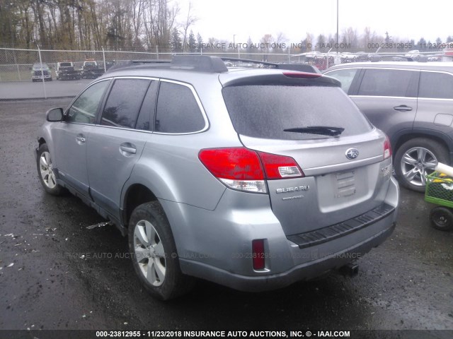 4S4BRBGC9B3340531 - 2011 SUBARU OUTBACK 2.5I PREMIUM SILVER photo 3