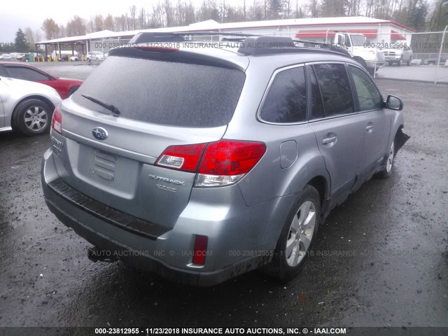 4S4BRBGC9B3340531 - 2011 SUBARU OUTBACK 2.5I PREMIUM SILVER photo 4