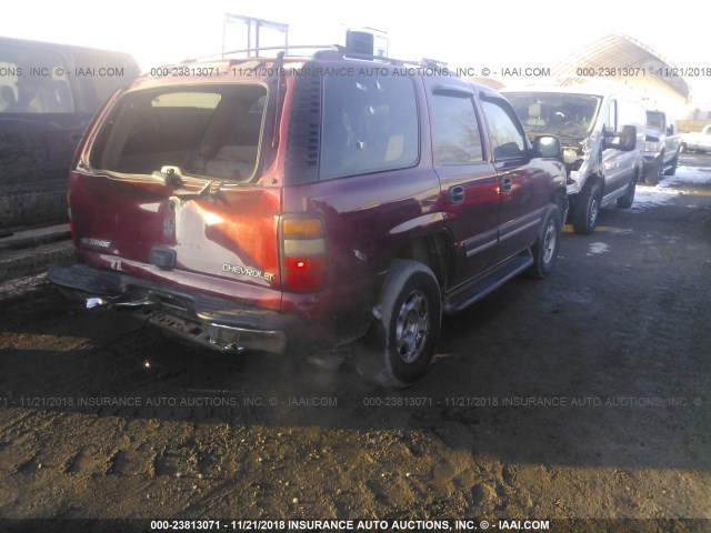 1GNEK13T45J261622 - 2005 CHEVROLET TAHOE K1500 BURGUNDY photo 4