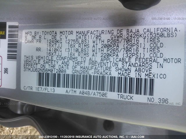 3TMJU62N56M012008 - 2006 TOYOTA TACOMA DOUBLE CAB PRERUNNER SILVER photo 9