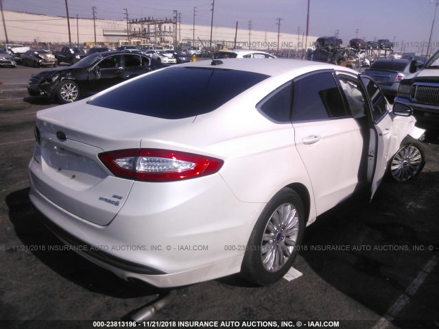 3FA6P0LU7ER283904 - 2014 FORD FUSION SE HYBRID WHITE photo 4