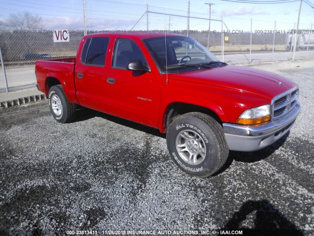 1B7HG48N52S509854 - 2002 DODGE DAKOTA QUAD SLT RED photo 1