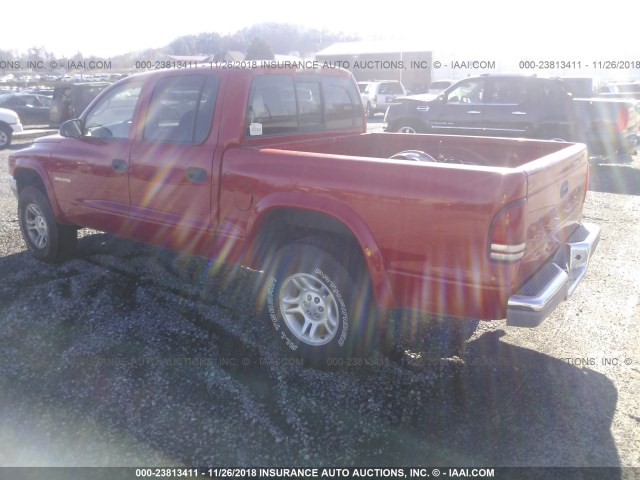 1B7HG48N52S509854 - 2002 DODGE DAKOTA QUAD SLT RED photo 3