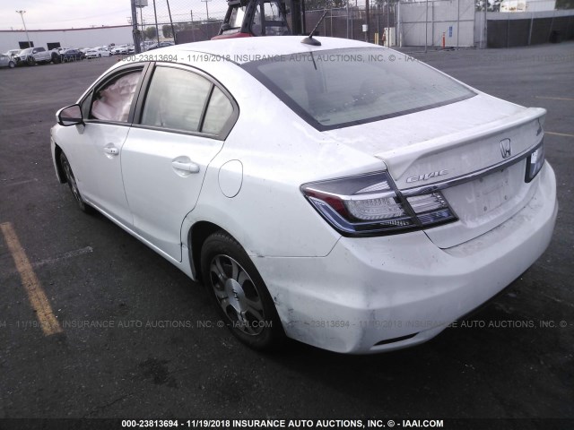 19XFB4F38EE200474 - 2014 HONDA CIVIC HYBRID L WHITE photo 3